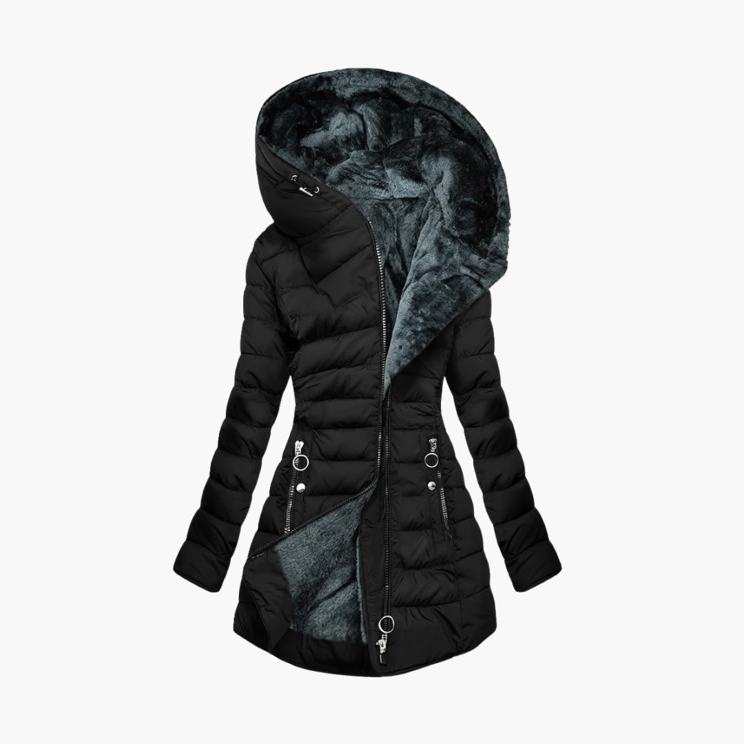 Copy_of_Wilfred_Smith_88.png Women’s Jacket with Asymmetrical Zipper and Hood - Image 1