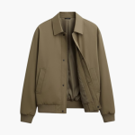 Men’s Overcoat with Pointed Collar and Button Closure