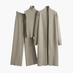 Women’s 3 Piece Knit Set with Open Cardigan Sleeveless Top and Wide Leg Pants