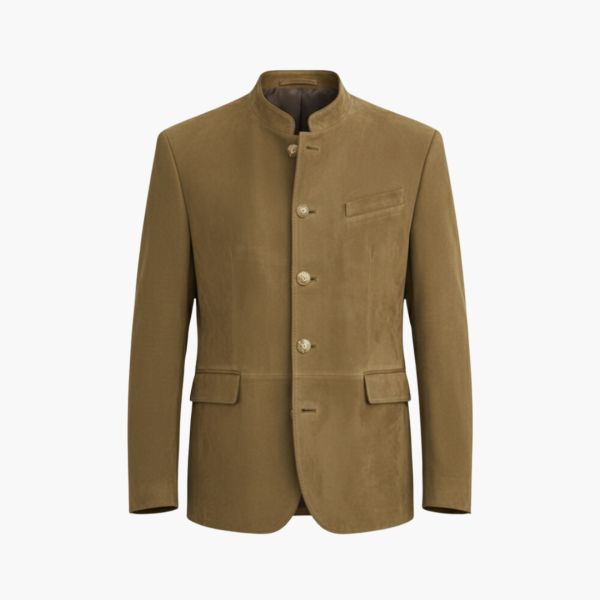 Men’s Jacket with Stand-Up Collar and Buttons