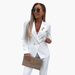 Women's Suit Set with Blazer and Straight Pants - Image 12