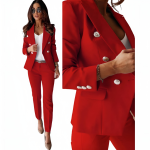 Women's Suit Set with Blazer and Straight Pants - Image 14