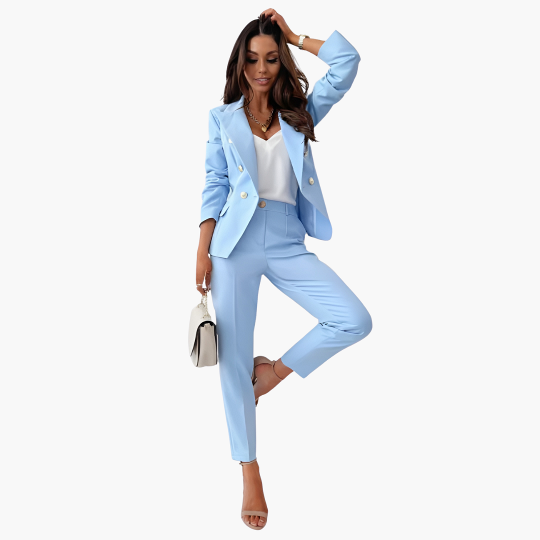 Damen-Anzug-SetmitBlazerundgeraderHose_2.png Women's Suit Set with Blazer and Straight Pants - Image 1