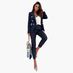 Women's Suit Set with Blazer and Straight Pants - Image 4