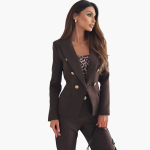 Women's Suit Set with Blazer and Straight Pants - Image 6