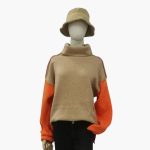 Women's Colorblock Knit Sweater with High Collar - Image 7