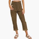 Women's Corduroy Pants with Waistband and Front Closure - Image 7