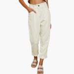 Women's Corduroy Pants with Waistband and Front Closure - Image 8