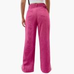 Women's Corduroy Trousers with Waistband and Wide Legs - Image 3