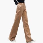 Women's Corduroy Pants with High Waist and Side Pockets - Image 3