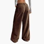 Women's Corduroy Pants with High Waist and Pockets - Image 6