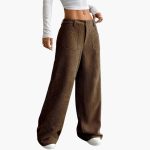 Women's Corduroy Pants with High Waist and Pockets - Image 5