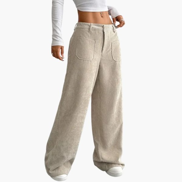 Women's Corduroy Pants with High Waist and Pockets