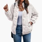 Women’s Jacket with Ribbed Surface and Zipper - Image 3