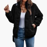 Women’s Jacket with Ribbed Surface and Zipper - Image 4