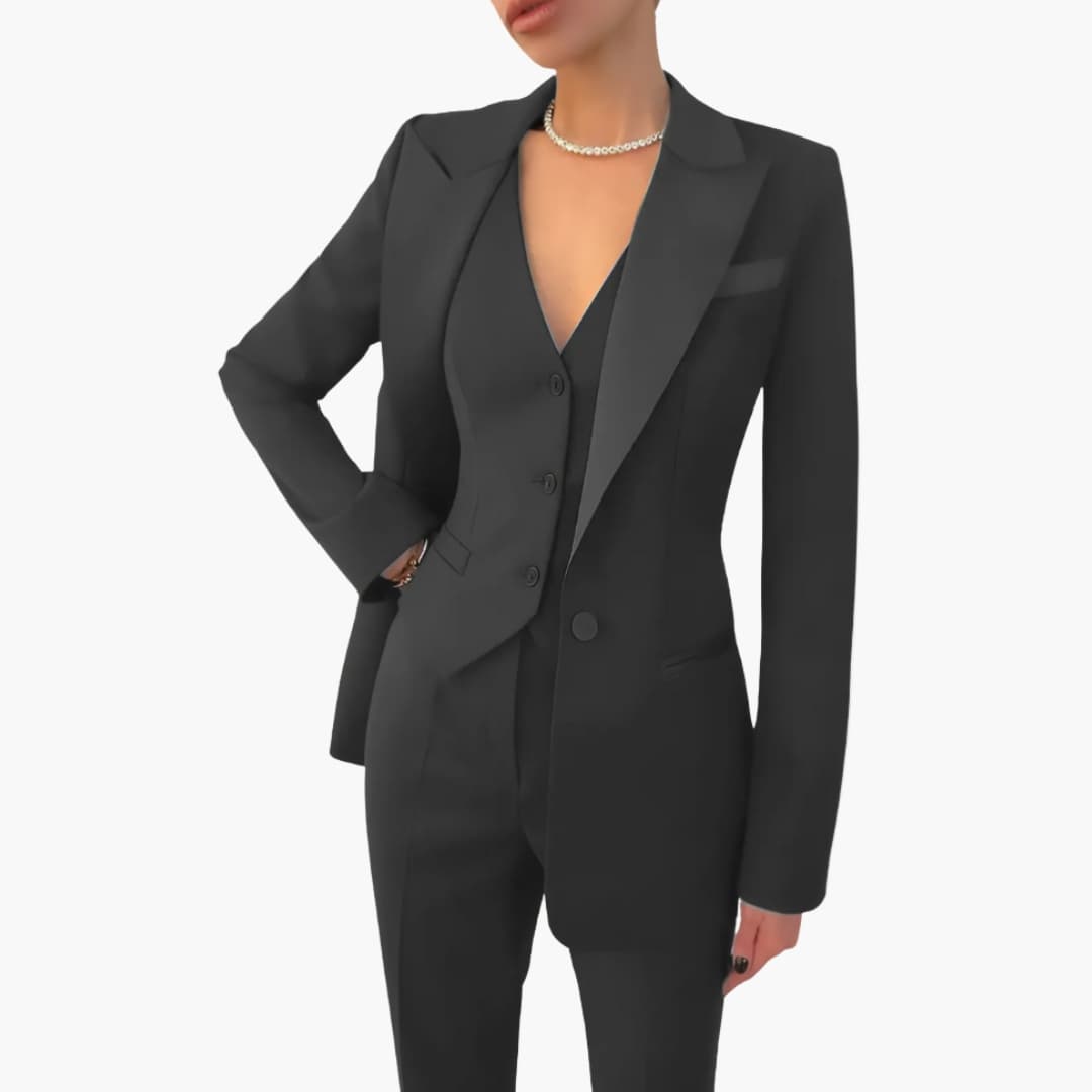 DamenDreiteilermitBlazerWesteundHose_4.jpg Women's Three-Piece Suit with Blazer, Vest, and Pants - Image 1