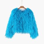 Women's Faux Fur Coat with Long Sleeves and Textured Finish - Image 5