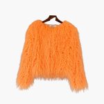 Women's Faux Fur Coat with Long Sleeves and Textured Finish - Image 6