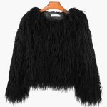 Women's Faux Fur Coat with Long Sleeves and Textured Finish - Image 9