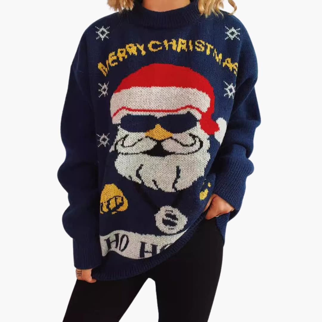DamenFestlicherPullovermitWeihnachtsmannmotivundgerademSaum_3cd02b20-e4a8-477c-80fe-ac466daac93c.jpg Women's Festive Sweater with Santa Claus Motif and Straight Hem - Image 1