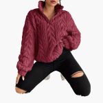 Women's Fleece Pullover with Cable Pattern - Image 9