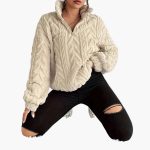Women's Fleece Pullover with Cable Pattern - Image 6
