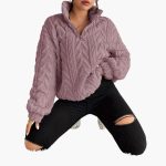 Women's Fleece Pullover with Cable Pattern - Image 8