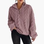 Women's Fleece Pullover with Cable Pattern - Image 4