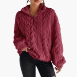 Women's Fleece Pullover with Cable Pattern - Image 5