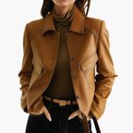 Women's Brown Jacket with Long Sleeves
