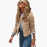 Women's Tweed Style Jacket with Pockets - Image 4