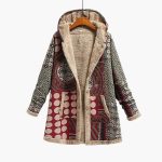 Women's Hooded Jacket with Buttons and Patchwork Surface - Image 2