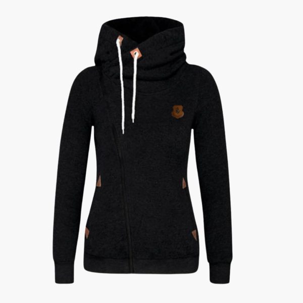 Women's Zip-Up Hoodie with Drawstring Hood