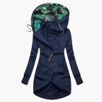 Women's Hooded Jacket with Asymmetrical Zipper and Front Pockets