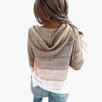 Women's Hooded Sweater with Stripes and Long Sleeves - Image 2
