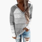 Women's Hooded Sweater with Stripes and Long Sleeves - Image 5