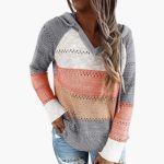 Women's Hooded Sweater with Stripes and Long Sleeves - Image 6