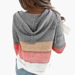 Women's Hooded Sweater with Stripes and Long Sleeves - Image 7