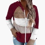 Women's Hooded Sweater with Stripes and Long Sleeves - Image 3