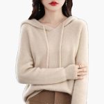Women's Knitted Hoodie with Long Sleeves - Image 3
