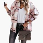 Women's Check Shirt Jacket with Collar - Image 4