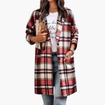 Women's Check Jacket with Front Buttons and Long Sleeves - Image 4