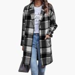 Women's Check Jacket with Front Buttons and Long Sleeves - Image 2