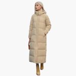 Women's Long Winter Coat with Hood and Button Closure - Image 4