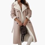 Women’s Long Coat with Lapel Collar and Trim - Image 4