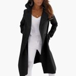Women's Long Coat with Lapel Collar and Straight Sleeves - Image 2