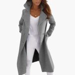 Women's Long Coat with Lapel Collar and Straight Sleeves