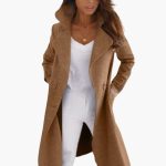 Women's Long Coat with Lapel Collar and Straight Sleeves - Image 3