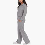 Women's Lounge Set with Half Zip and Wide Pants - Image 8