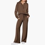 Women's Lounge Set with Half Zip and Wide Pants - Image 3